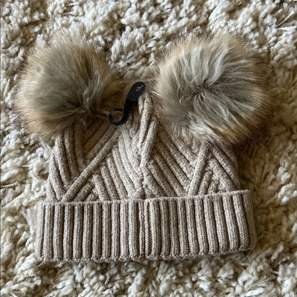 CC Baby Tan Knit Pom-Pom Beanie - Picture 4 of 5